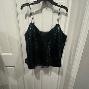 Express Dark Green Sequin Tank Top